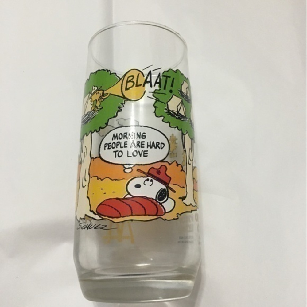 Vintage McDonald’s PEANUTS GLASS -  MORNING PEOPLE ARE HARD TO LOVE